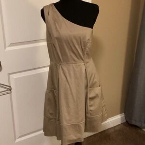 Jessica Simpson One-Shoulder Tan Dress Size 8